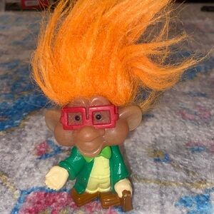 Vintage 1993 Burger King BK KID I.Q. troll doll Orange Hair 3"